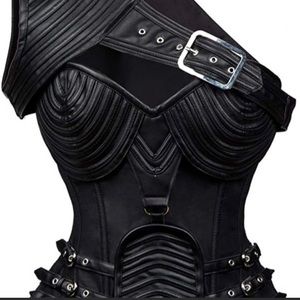 Charmian Steampunk Gothic Black Corset Waist Trainer Small
